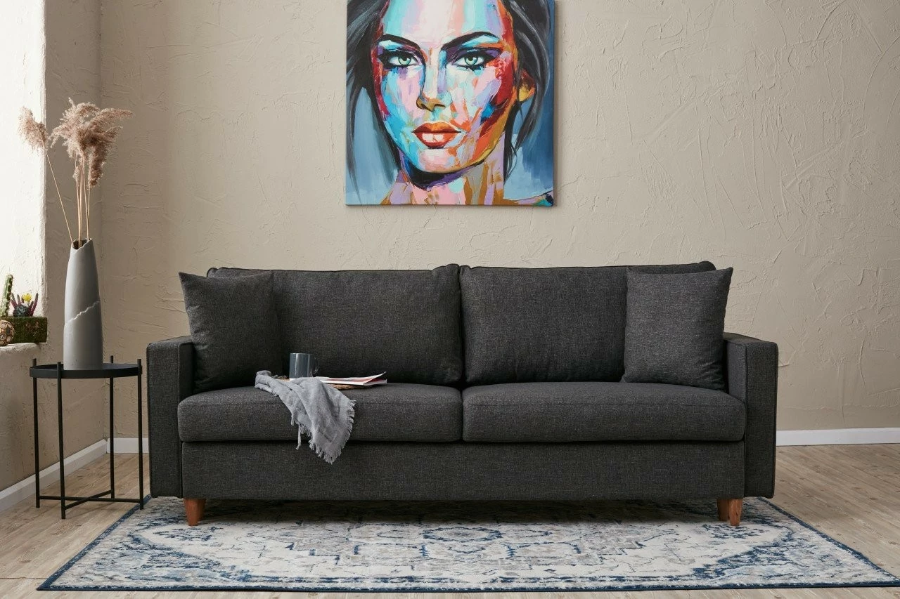 Divan-krevat treshe, ngjyrë antracit, Atelier del Sofa, Eva