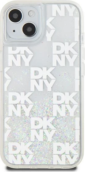 Mbështjellës DKNY Liquid Glitter Multilogo për iPhone 15/14/13, Bardhë
