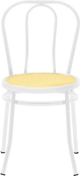 Karrige Vienna pe rattan bezhë-metal bardhë