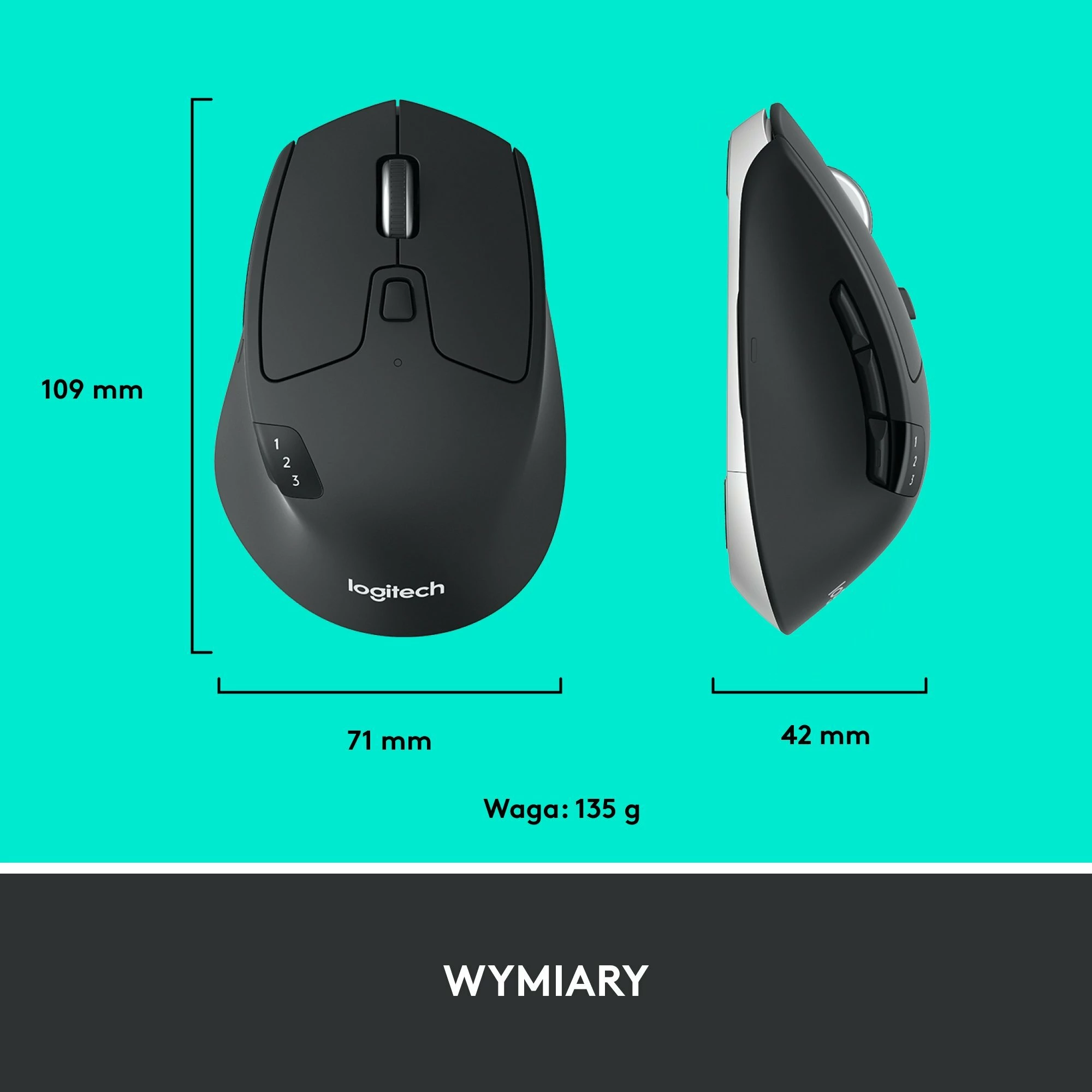 Maus Logitech M720 Triathlon 910-004791 Wireless Bluetooth/USB 1000 DPI i zi