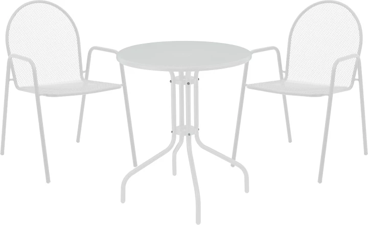 Set tavoline me karrige për terasë, Vergo-Tarete, metalik, ngjyrë e bardhë, 3 copë