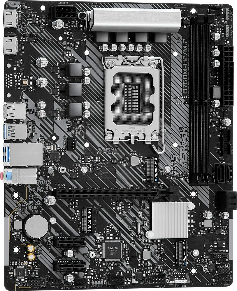 Pllakë amë ASRock B760M-H2/M.2, Intel, LGA 1700, DDR5, e zezë