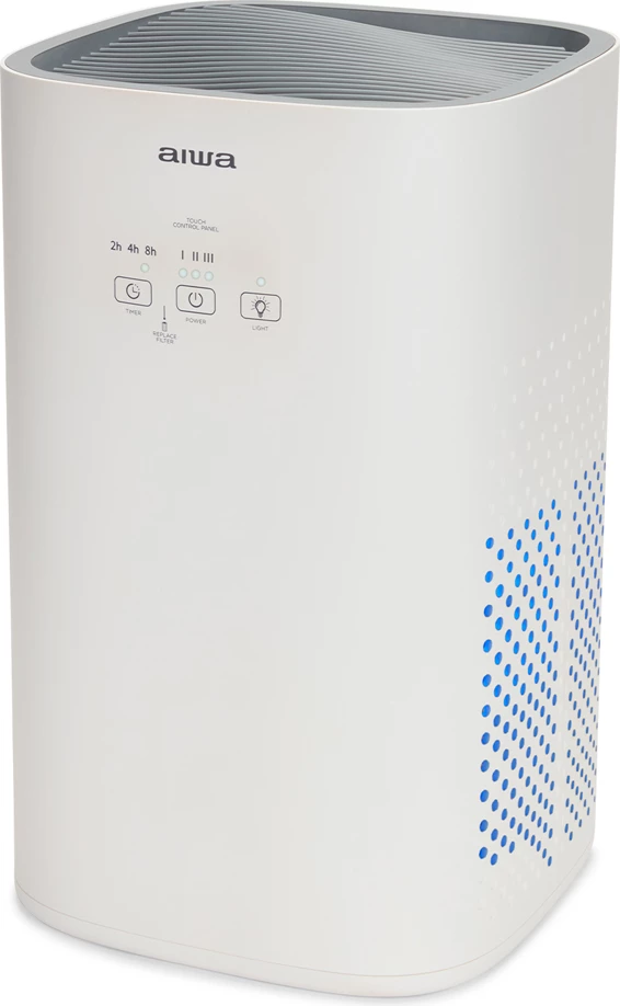 Pastrues ajri AIWA PA-100, HEPA H13 + jonizues, CADR 140 m³/h, për dhomë 16.8 m², 30 W, i bardhë