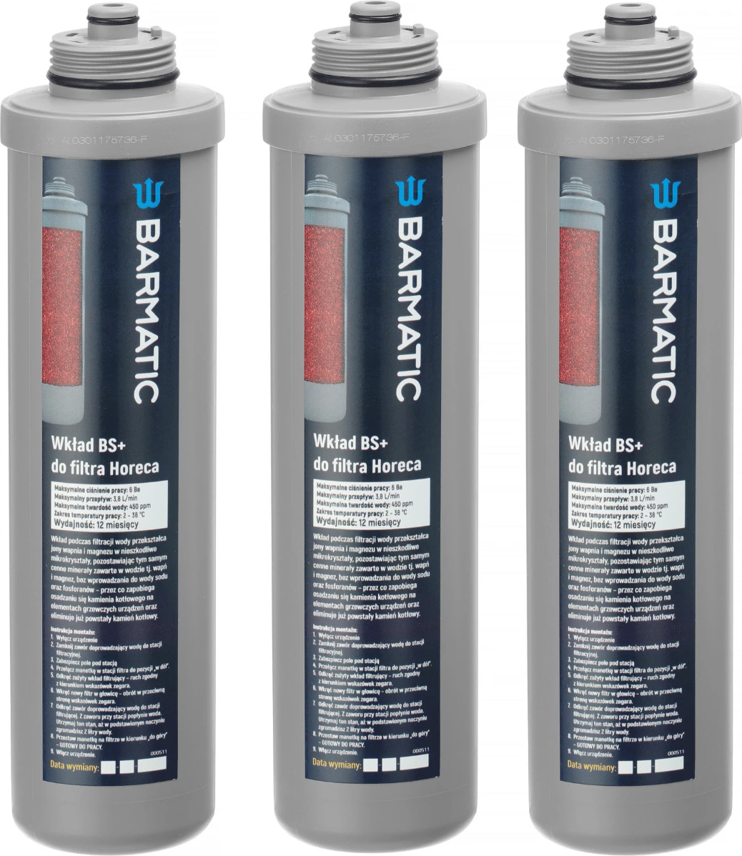 Kartrixhe zëvendësuese për filtër uji, Barmatic BS+, univerzal HoReCa, jetë deri 1 vit, gri, set 3 copë