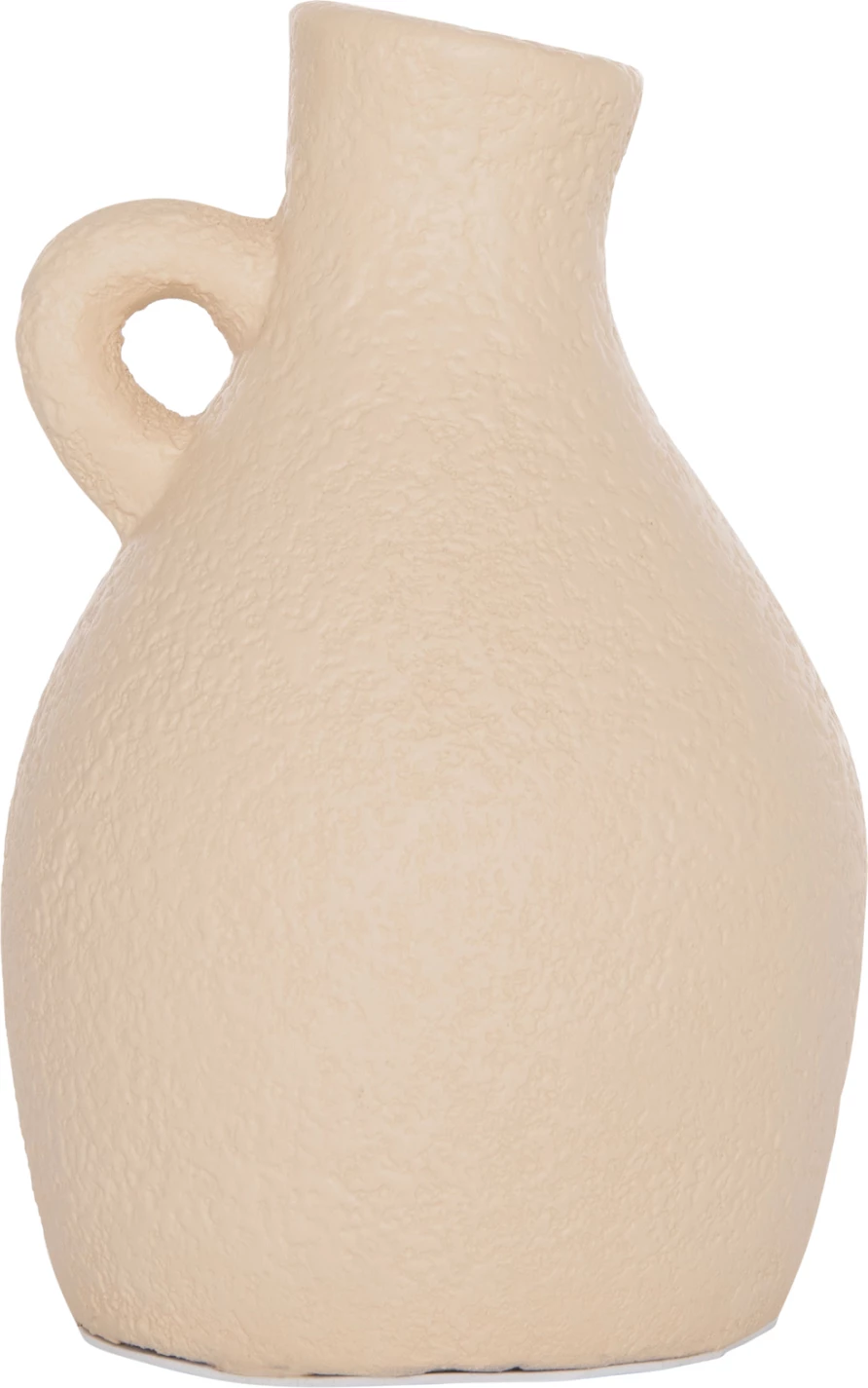 Vazo dekorative tavoline prej terrakote, ngjyrë krem e bardhë, DECANT FH4667.02L, 14x21cm