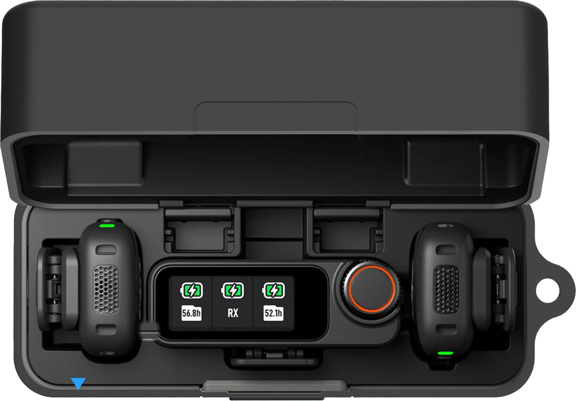 Mbështjellës silikoni mbrojtës për kasë karikimi Puluz PU795B për DJI Mic 3, i zi, me karabinë