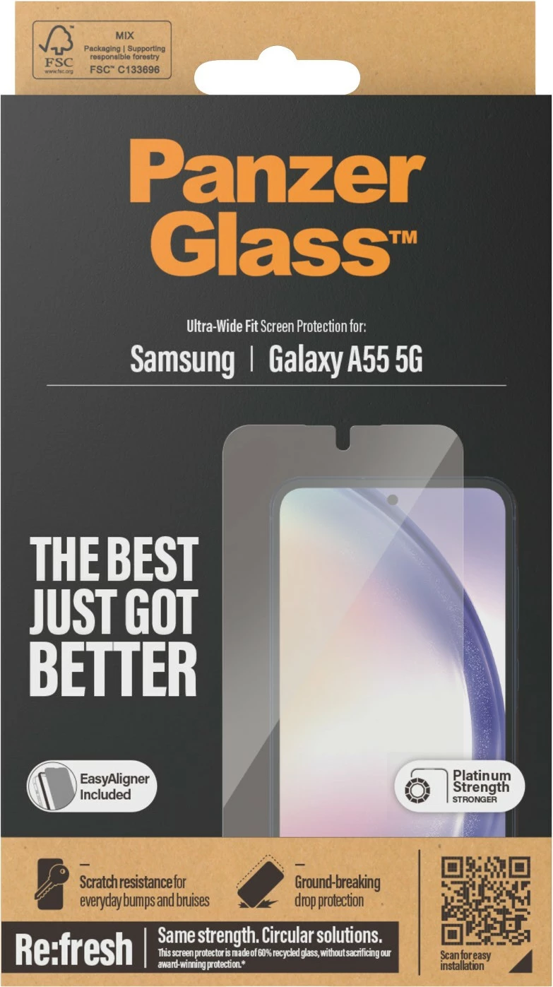 Mbështjellës ekrani PanzerGlass për Samsung A55 5G, transparent