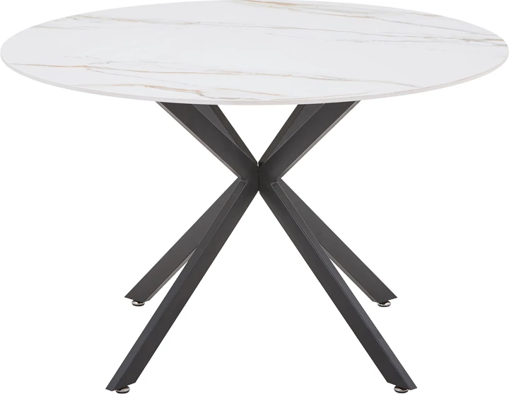 Tavolinë me karrige Vivian-Stoyen, 5 copë, kadife bezhë - mermer i bardhë, Φ120x75cm