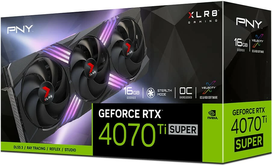 Kartelë grafike PNY GeForce RTX 4070 Ti SUPER 16GB OC XLR8 ARGB TF, 16 GB, GDDR6X, PCI Express x16 4.0, e zezë