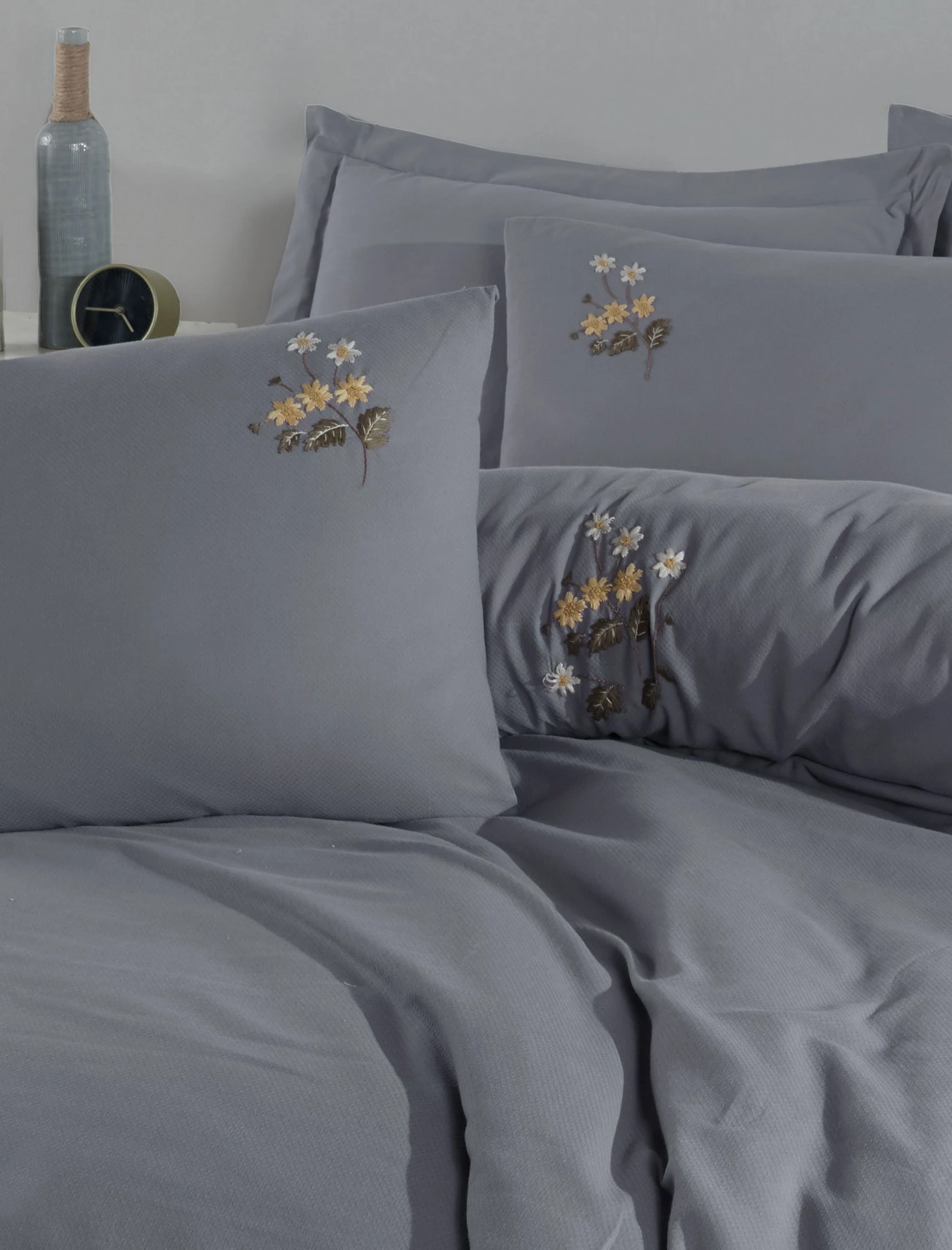 Set mbulesash për dyshek dopio, L'essentiel, ngjyrë antracit, Poppy