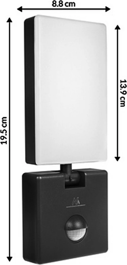 Lampë LED me sensor lëvizjeje, Maclean MCE516 B, 10W 800lm 4000K, IP65, e zezë