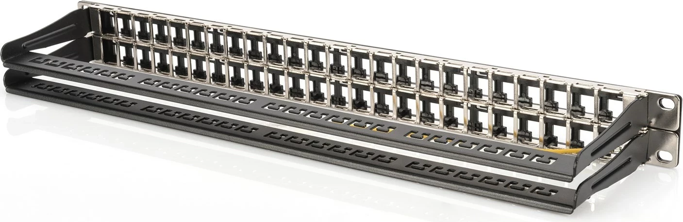 Panel patch DIGITUS DN-91424, 1U, për kabllo Cat6a, Ngjyrë e zezë