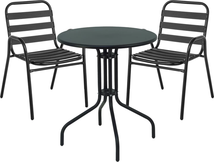 Tavolinë me karrige Sussie-Vergo, të zeza, D60x70cm