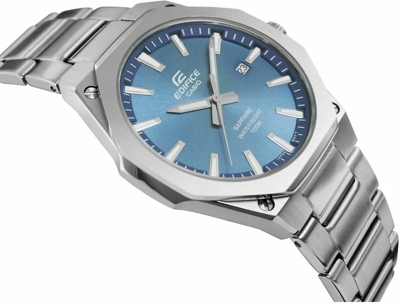 Orë dore për meshkuj Casio Edifice EFR-S108D-2AVUEF, argjendtë/kaltër, me kuti