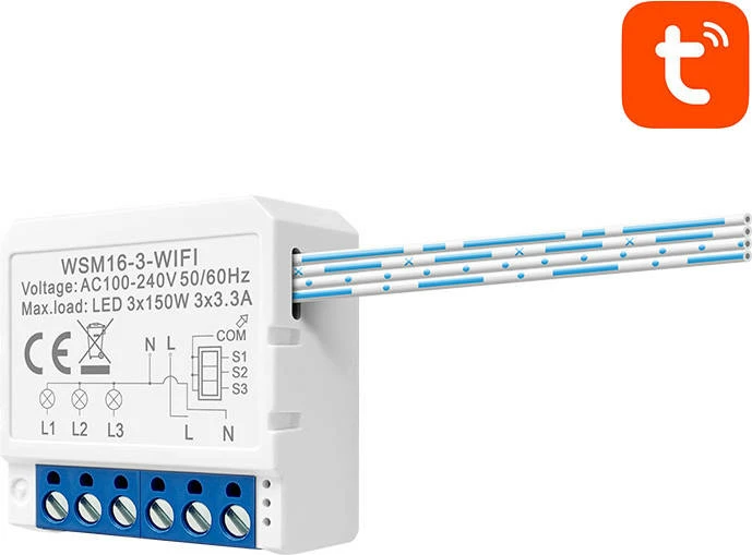 Modul smart switch Avatto WSM16-W3, 3 kanale, WiFi, i bardhë