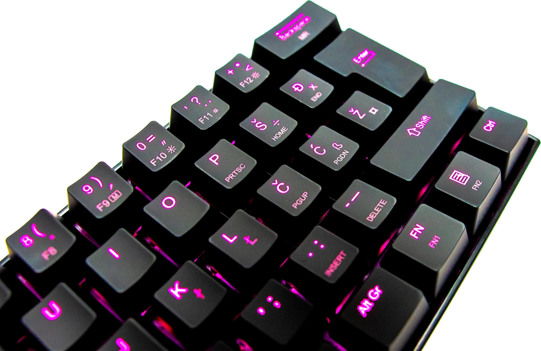 Tastierë mekanike gaming Redragon Dragonborn K630 60% (61 taste), switch Brown, USB-C me kabllo të çmontueshme, ndriçim njëngjyrësh rozë, SLO/CRO, e zezë, set me kabllo & vegël