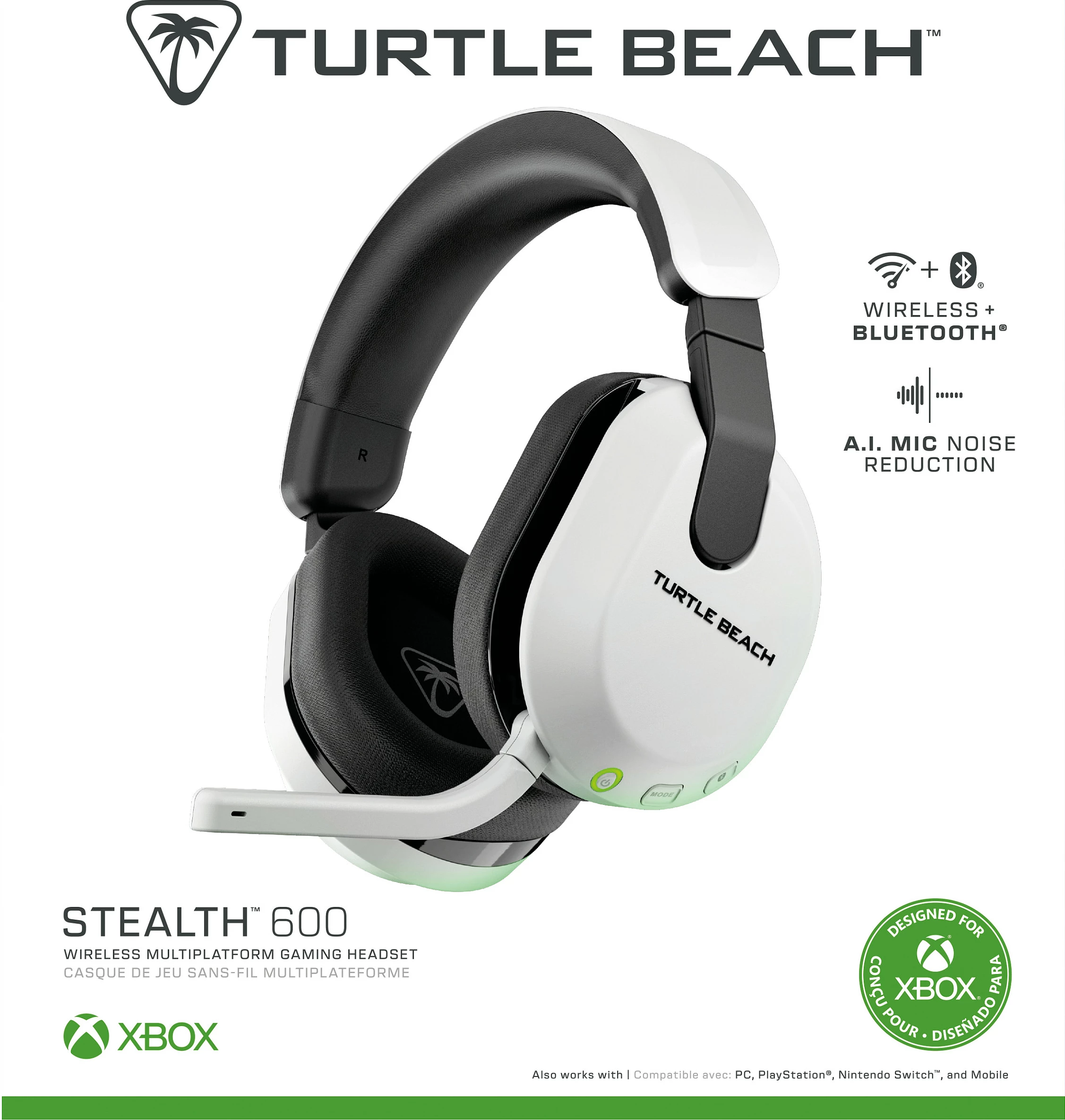 Kufje gaming Turtle Beach Stealth 600 Gen 3, wireless, për Xbox, 80 orë bateri, bardhë