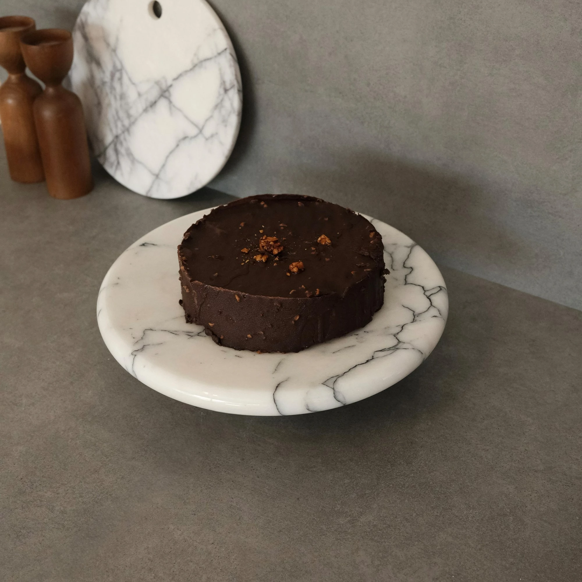 Pjatë për servirje torte prej mermeri, Hermia, MAR09950302D, 29x8cm