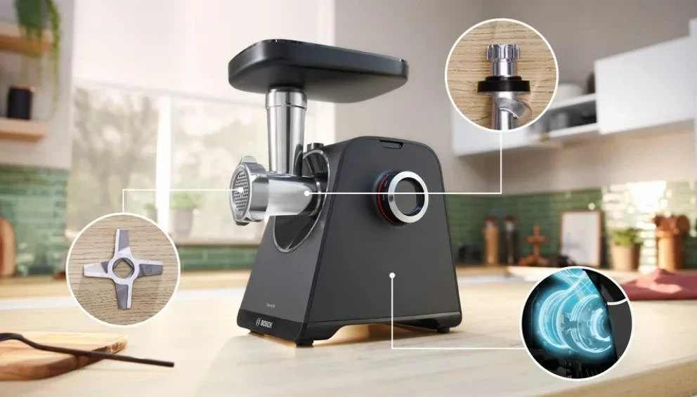 Makinë mishi Bosch MFWS440B, 1900 W, E zezë, Argjendtë