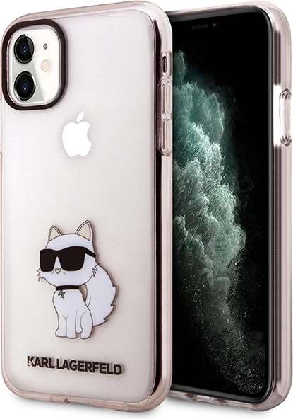 Mbështjellës Karl Lagerfeld KLHCN61HNCHTCP për iPhone 11/XR 6.1", i fortë, Choupette, rozë