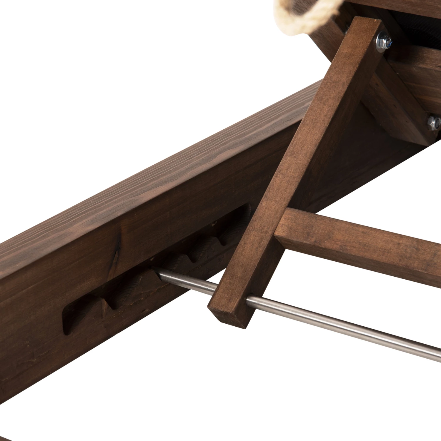 Shezlong profesional për plazh IKARIA LOW FH10622.01 dru pishe ngjyrë arre-tekstilene e zezë-jastëk 20cm i trashë