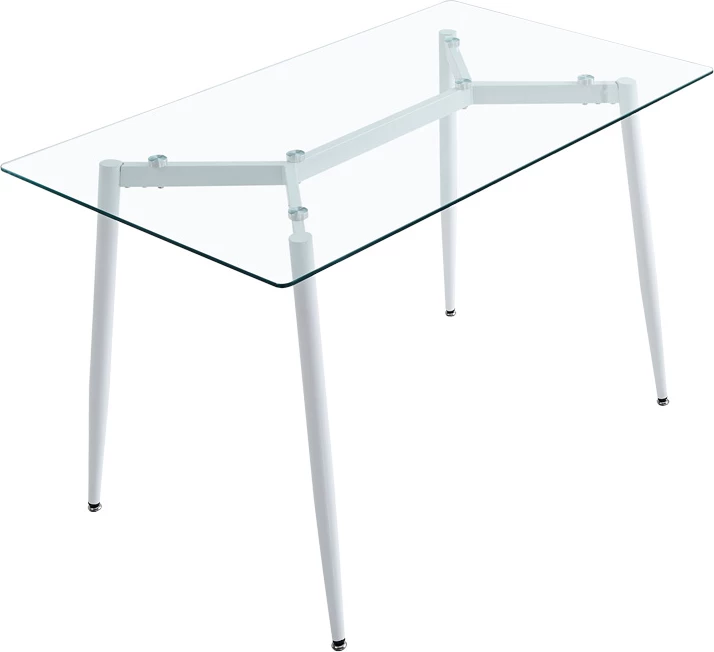 Set tavoline me karrige Quana-Aurora I, 5 pjesë, xham transparent, e bardhë, 120x70x75cm