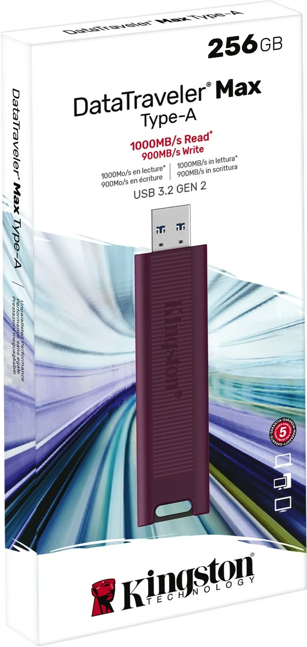 USB Kingston DataTraveler Max 256GB, USB 3.2 Gen 2, e kuqe
