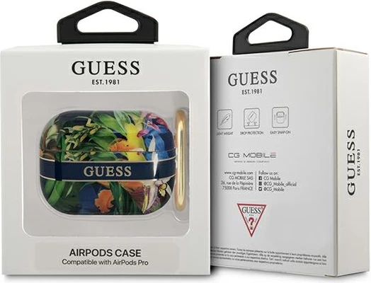 Mbështjellës Guess GUAPHHFLB për AirPods Pro, Flower Strap Collection, Blu