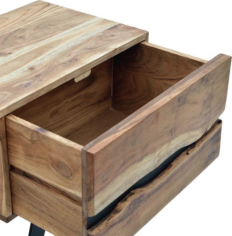 Komodinë nate Imena dru i fortë 4cm natyral-e zezë 45x35x56cm