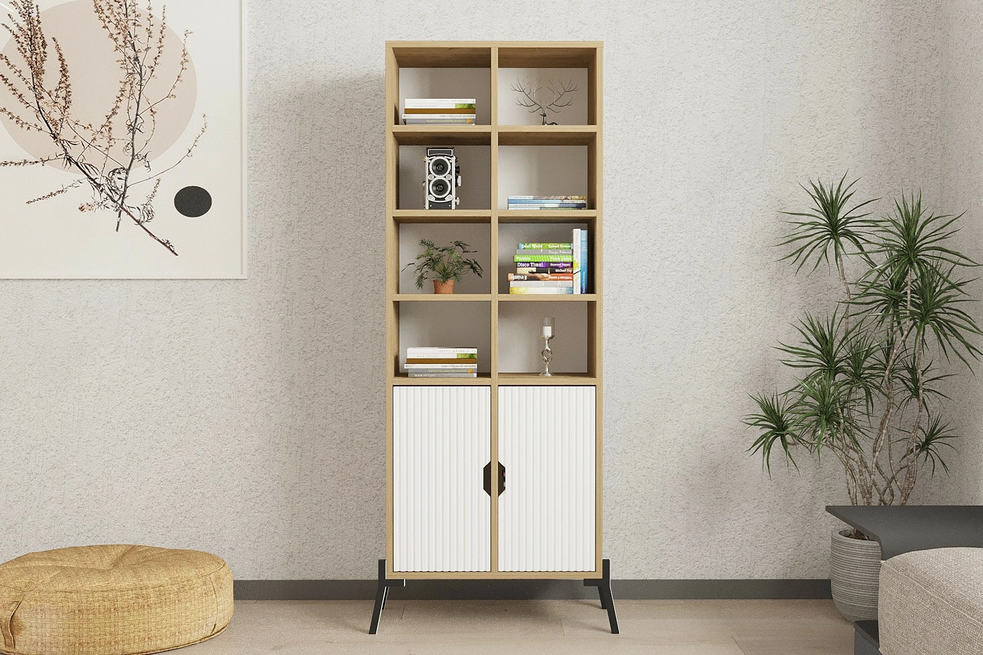 Raft librash Hanah Home, Lido, ngjyrë lis safir dhe e bardhë