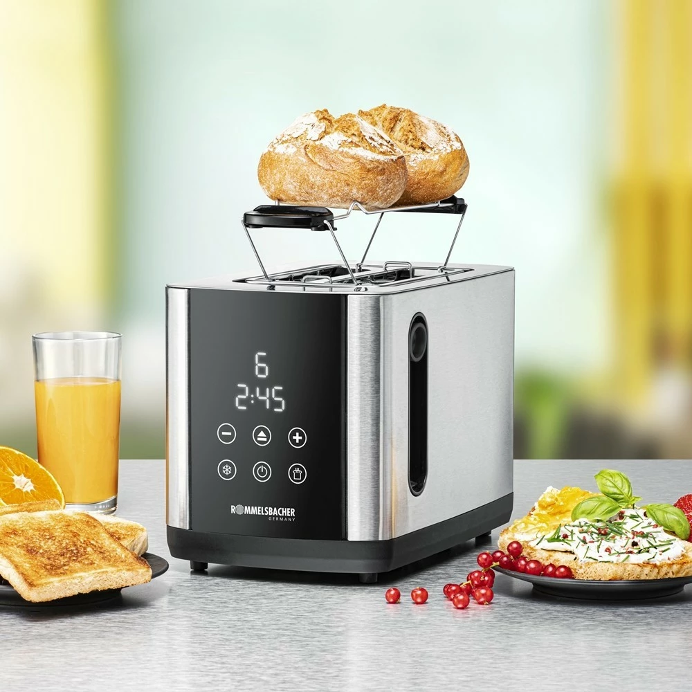 Toster Rommelsbacher TO 850, 2 feta, Touch, LED, 850 W, Ngjyrë e zezë, Inoks