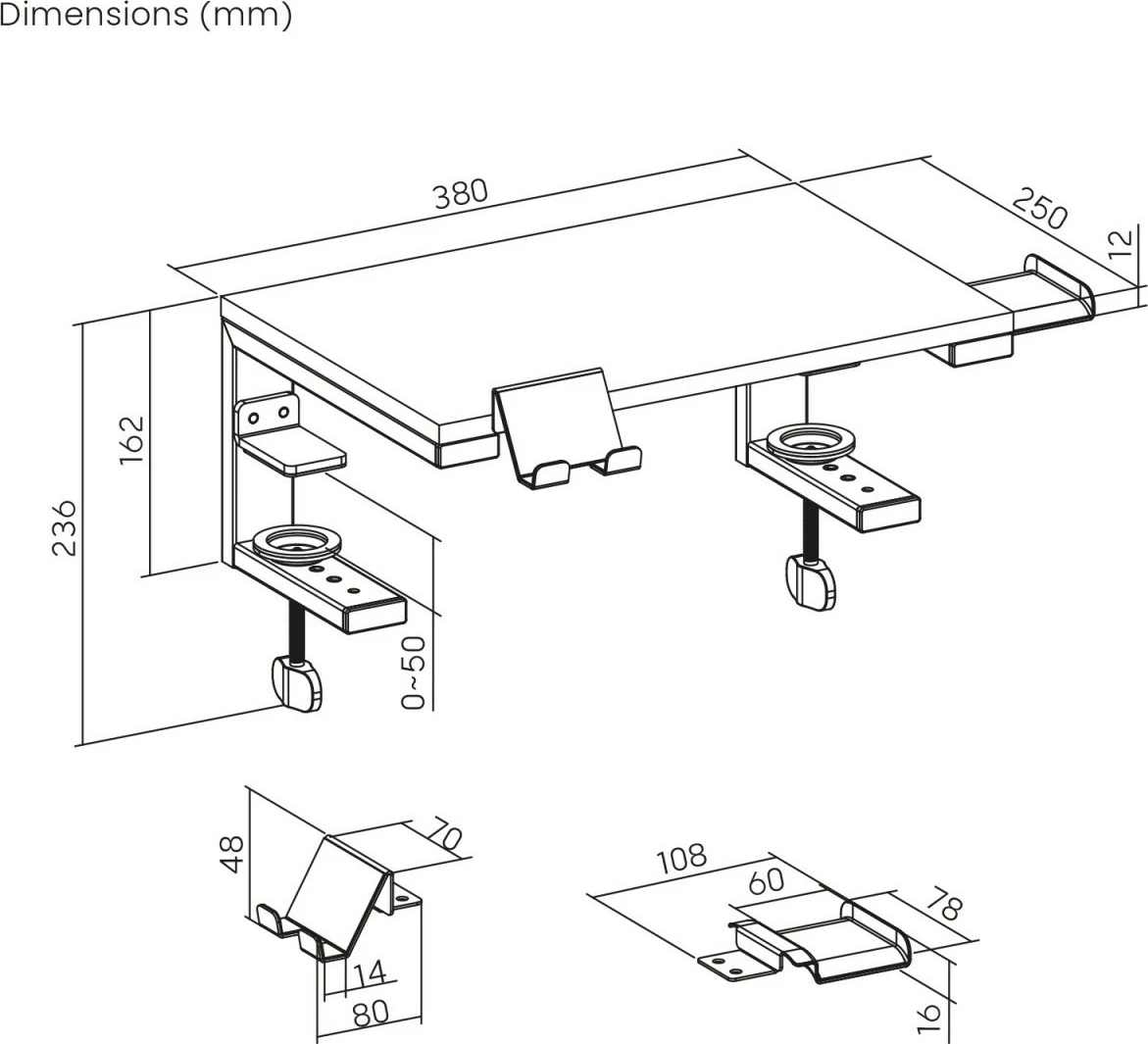Mbajtëse laptopi Ergo Office ER-303 B, për tavolinë, e zezë