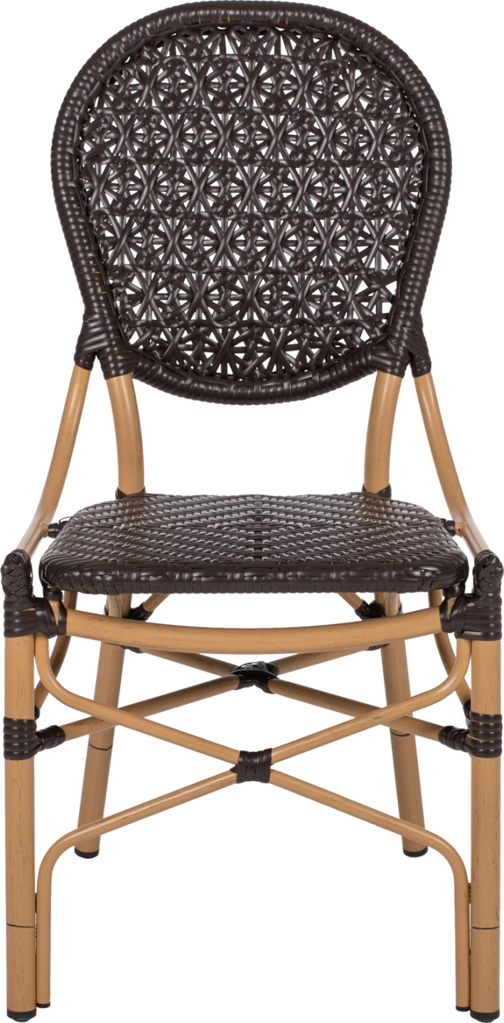 Karrige alumini me pamje bambuje dhe ratan PE në ngjyrë kafe FH5925.01 47x58x95Hcm
