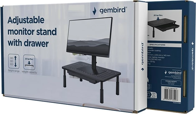 Mbajtëse monitori Gembird MS-TABLE-D-01 me sirtar, e zezë