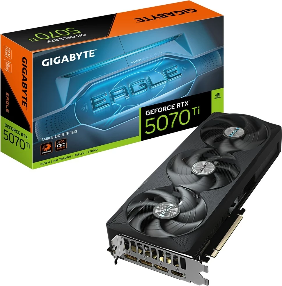 Kartelë grafike Gigabyte GeForce RTX 5070 Ti EAGLE OC SFF 16G, 16GB GDDR7, PCI-E 5.0, E zezë