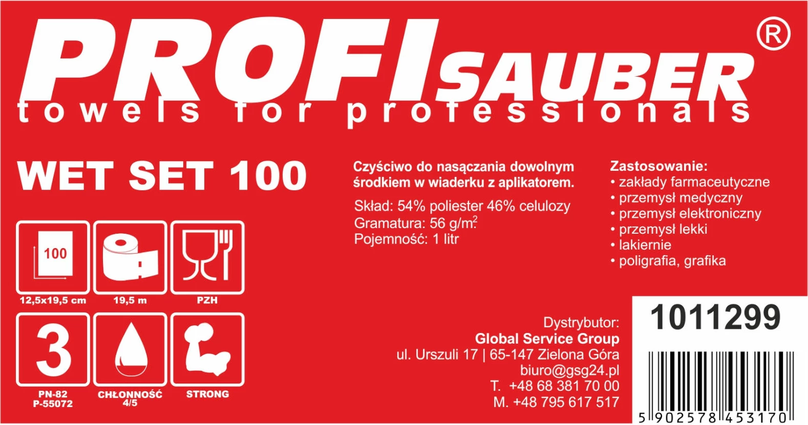 Set leckash pastrimi ProfiSauber WET SET 100 me kovë dhe dozator, 100 copë, e bardhë