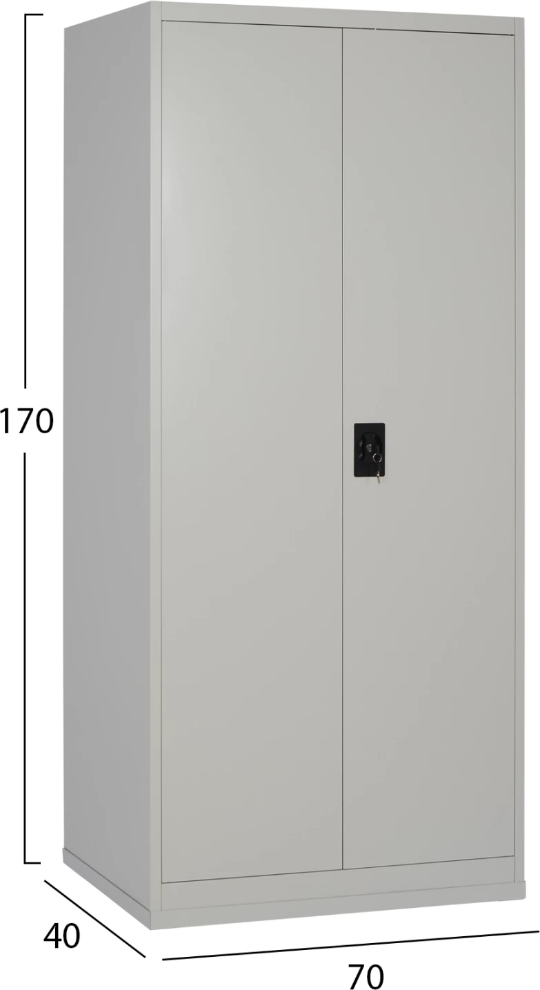 Dollap metalik dykanatësh HRONDA, 3 rafte, çelës, 70x40x170cm