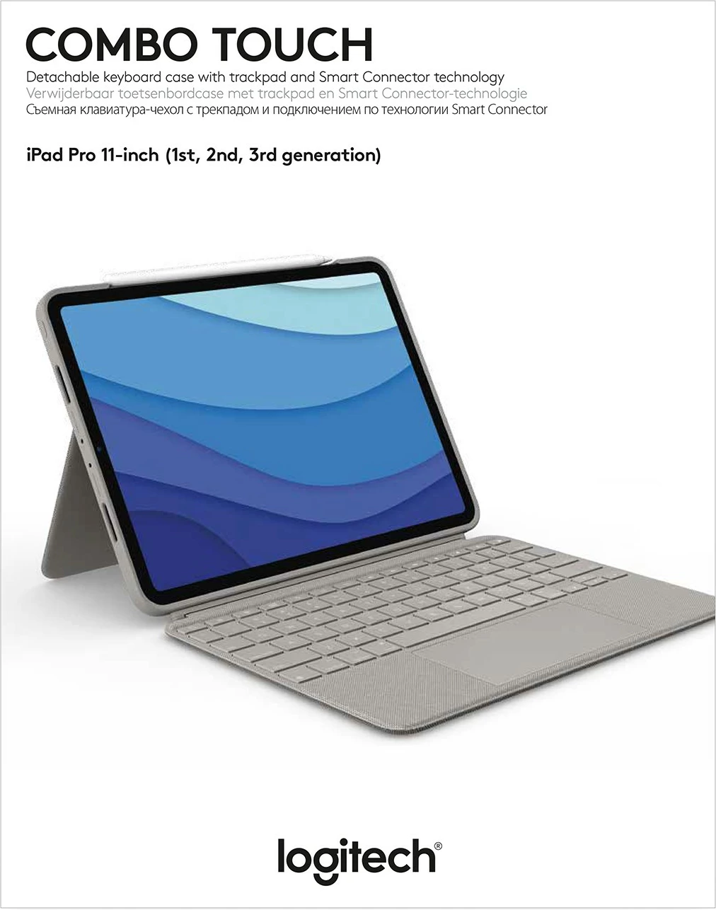 Mbështjellës tastierë Logitech Combo Touch për iPad Pro 11-inç, gri