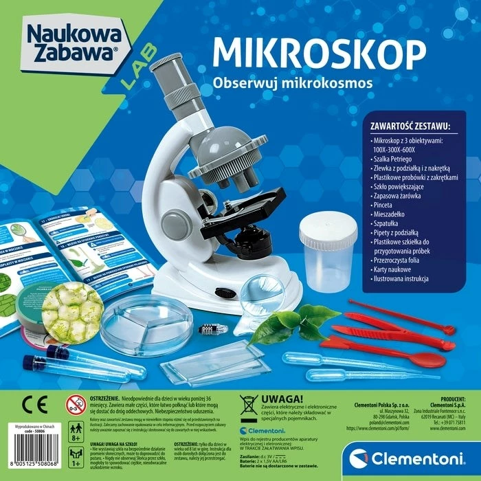Set shkencor Clementoni Scientific Fun, mikroskop për eksperimente, për fëmijë 8+
