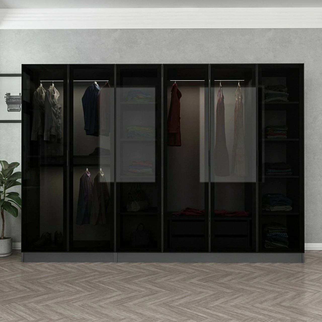 Dollap për dhomë gjumi, ngjyrë antracit e zi, Skye Decor - 6092