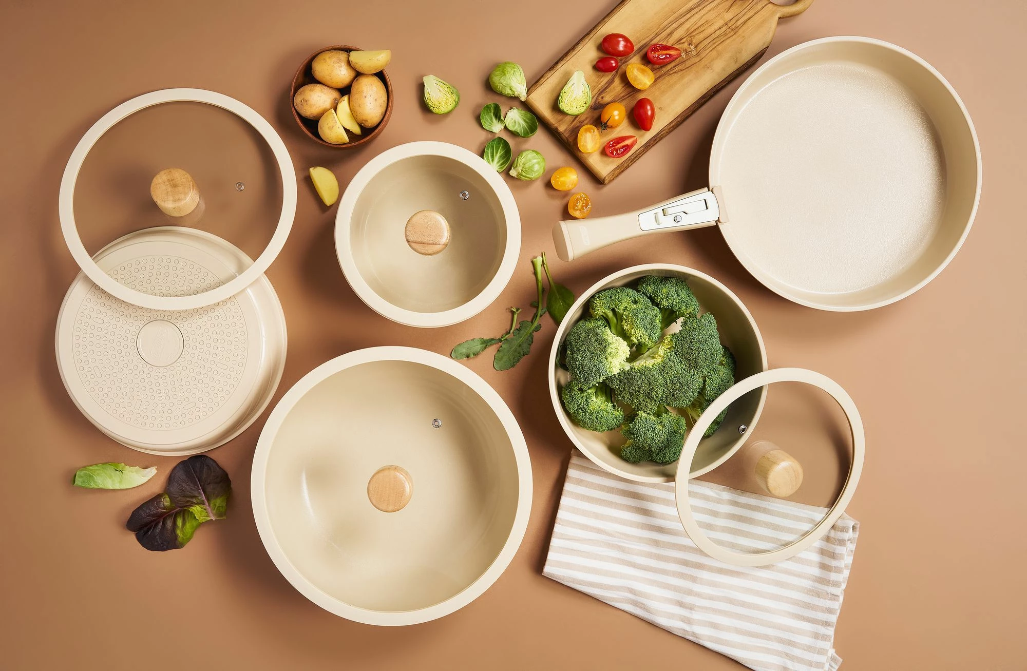 Set tenxheresh (14 copë), Hermia Concept, Hona XL, ngjyrë krem