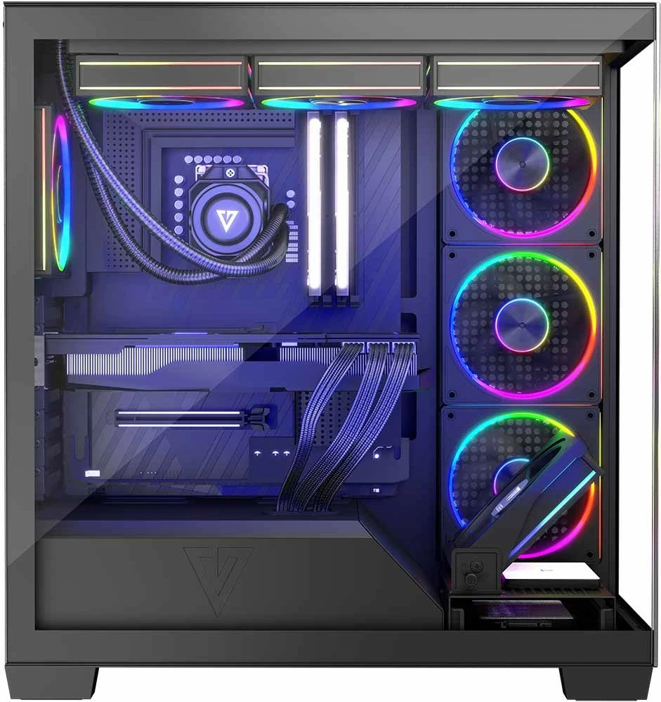 Kasë MODECOM STELLAR 5F ARGB, Midi Tower, me 5 ventilatorë ARGB, e zezë