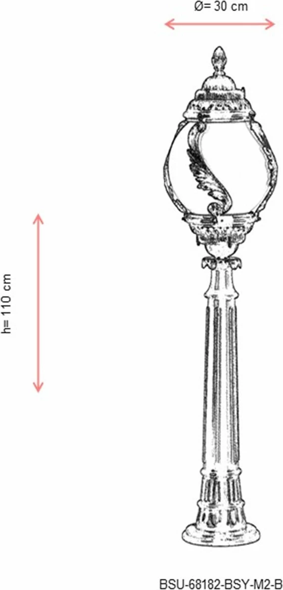 Llambë dyshemeje për jashtë, Opviq, BSU-68182-BSY-M2-B, e zezë dhe e bardhë