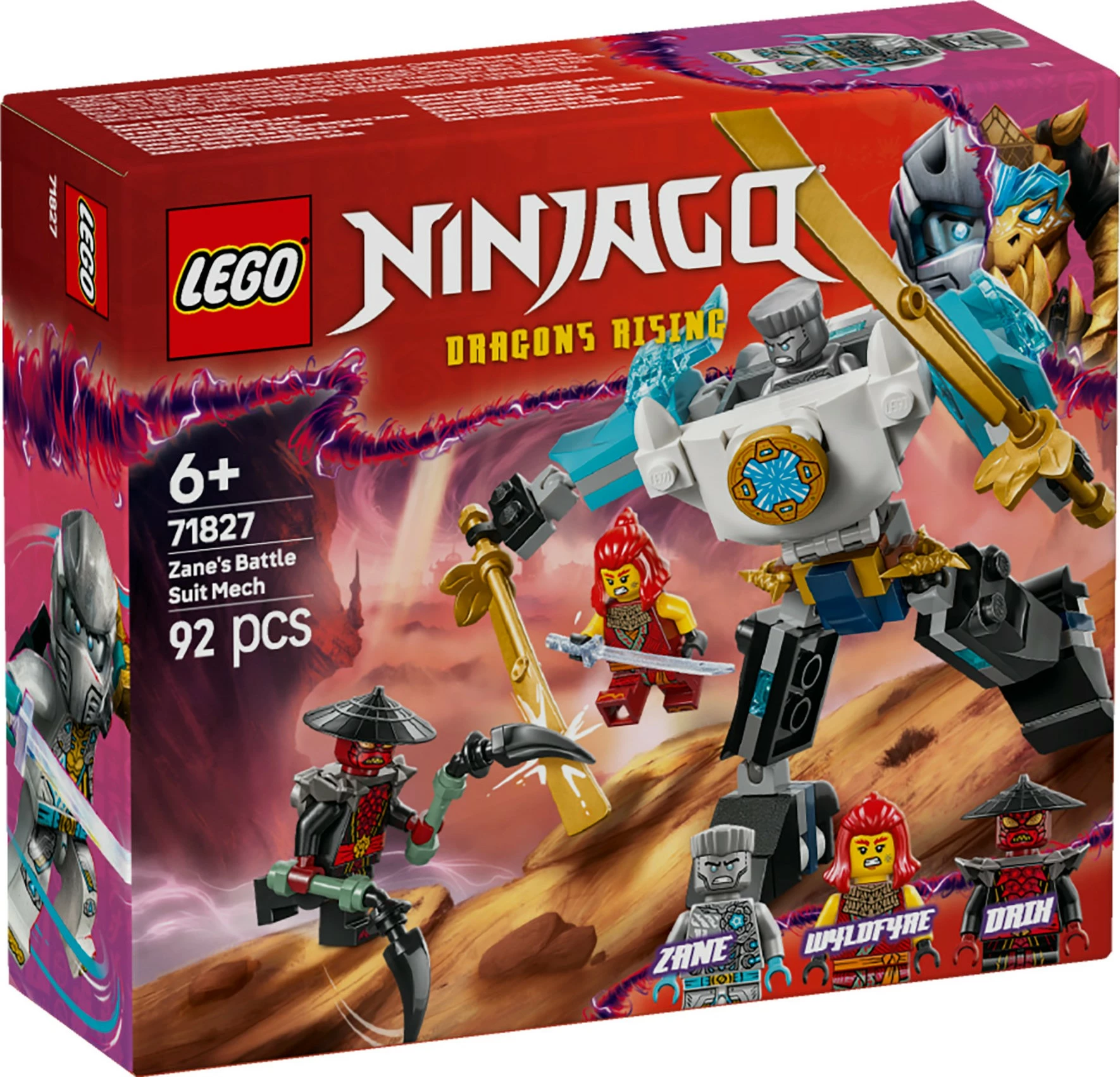 Set ndërtimi LEGO Ninjago 71827, Zane’s Battle Suit Mech, 92 pjesë, multikolor