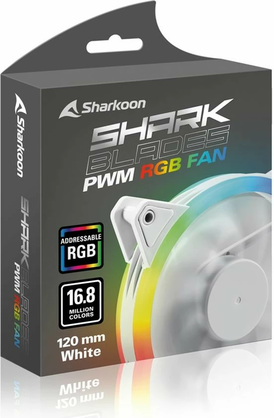 Ventilator kase SHARKOON SHARK Blades PWM RGB 120mm i bardhë