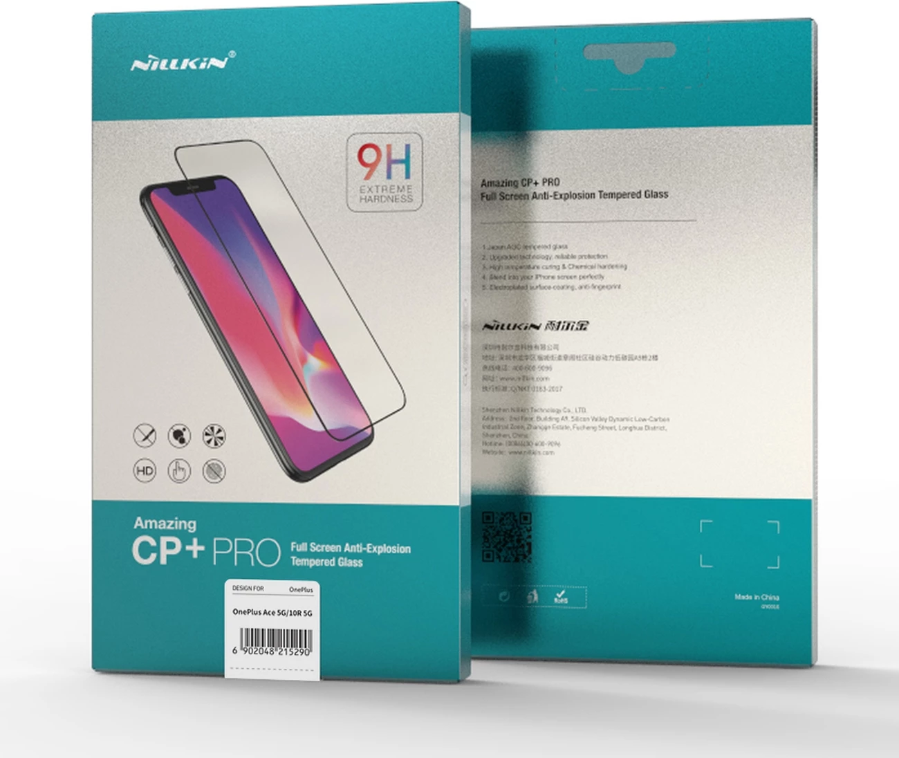 Xham i temperuar Nillkin CP+PRO për ekran të plotë, për OnePlus Ace, 0.2 mm, i zi