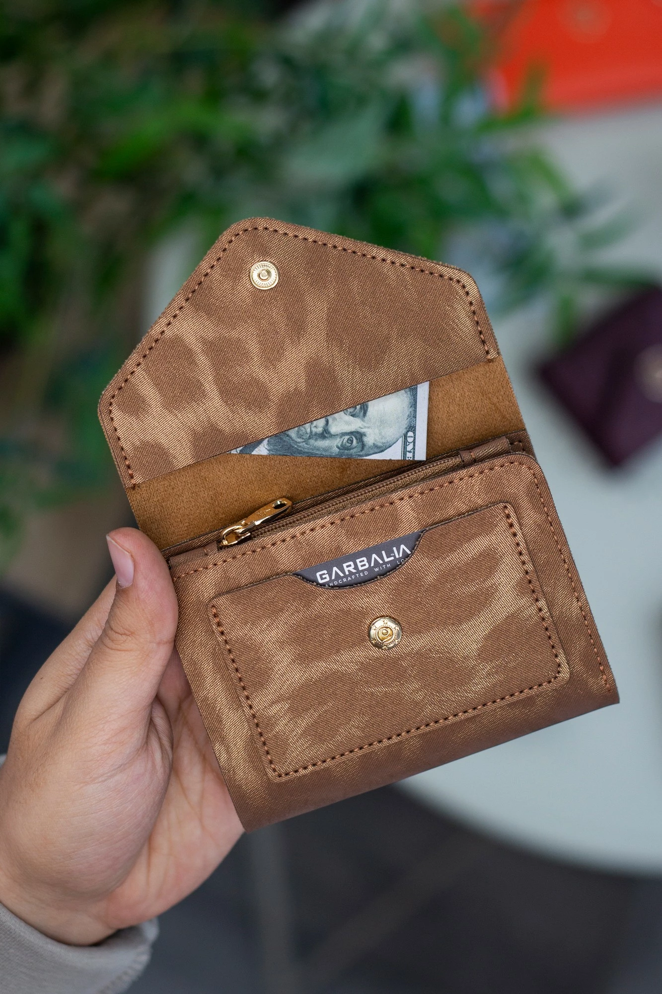 Portofol për gra, Zoozie Bags, ngjyrë ari, leopard