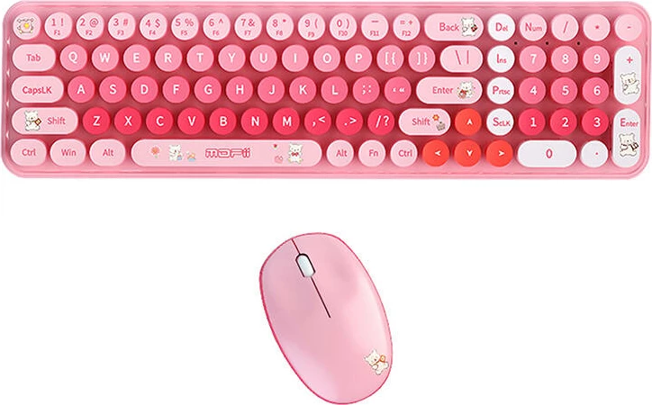 Set tastierë dhe maus wireless MOFII Baby Bear, rozë