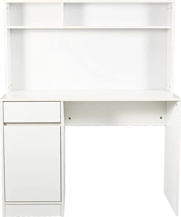 Tavolinë pune me rafte Secreta, ngjyrë e bardhë, 110x50x135cm