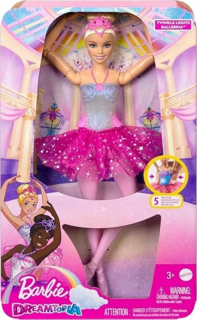 Kukull Barbie Mattel Dreamtopia Magic Lights Ballet Dancer HLC25, me drita, rozë